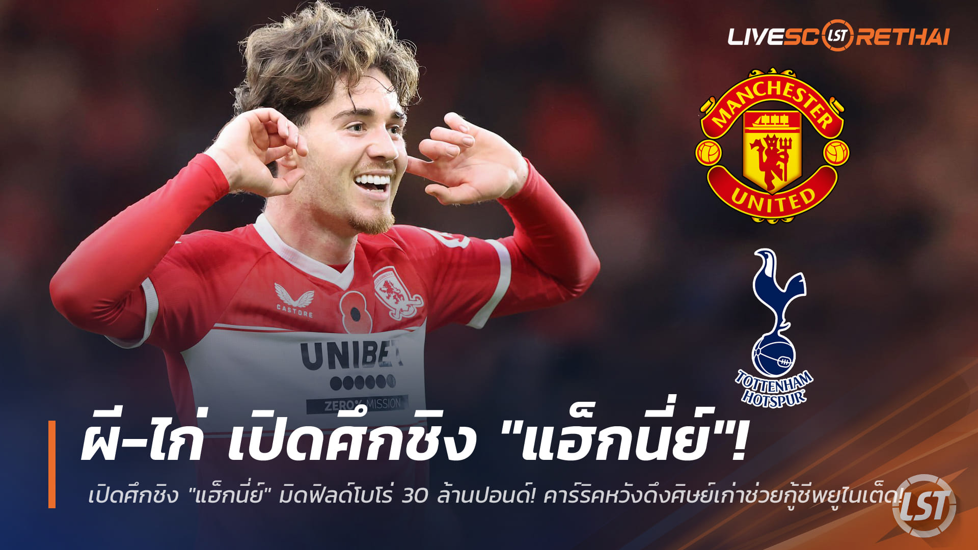 ข่าวฟุตบอล วันศุกร์ ที่ 16 มกราคม 2568: ผี-ไก่ เปิดศึกแย่ง "แฮ็กนี่ย์" มิดฟิลด์โบโร่ 30 ล้านปอนด์ คาร์ริคเล็งดึงศิษย์เก่ากู้ชีพยูไนเต็ด